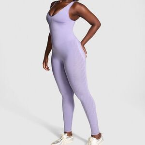 PINKSatin Seamless Plunge Workout Onesie sz. S
